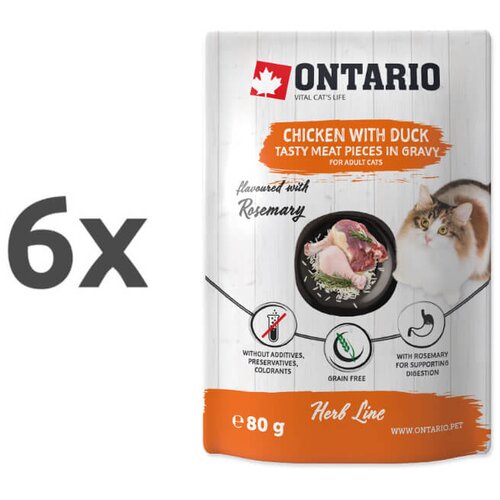 Ontario Cat Herb Line vrečka - pi&scaron;čanec in raca - 80 g 6 x 80 g Cene