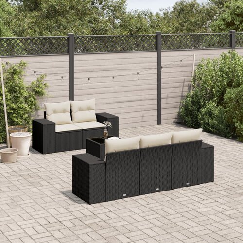 vidaXL 6-dijelni set vrtnih sofa s jastucima crni od poliratana Cijene