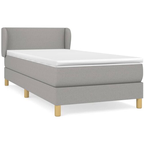  Krevet s oprugama i madracem svjetlosivi 100x200 cm od tkanine Slike