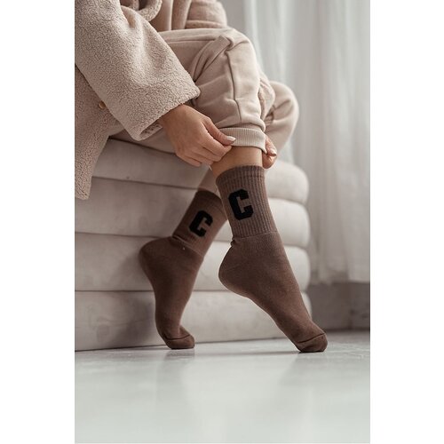 Milena Women's frosted socks with letter C brown Cene