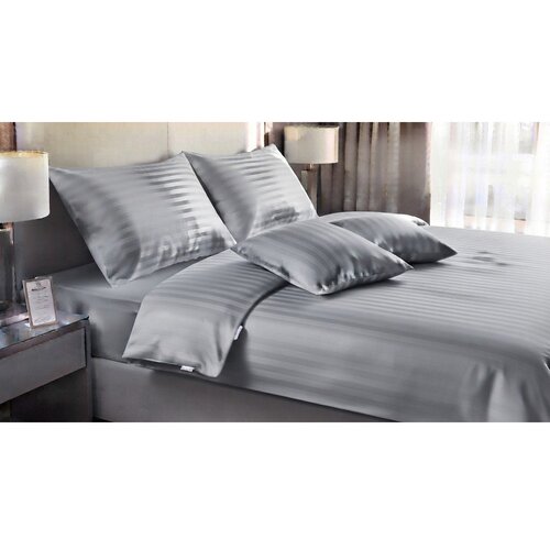 JAHU collections Siva enojna 3-delna posteljnina 140x200 cm Hotel stripe &amp;ndash; Slike