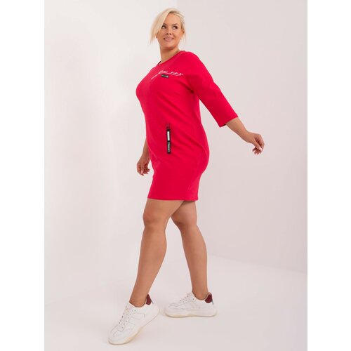 Fashion Hunters Red sweatshirt dress plus size with 3/4 sleeves Slike