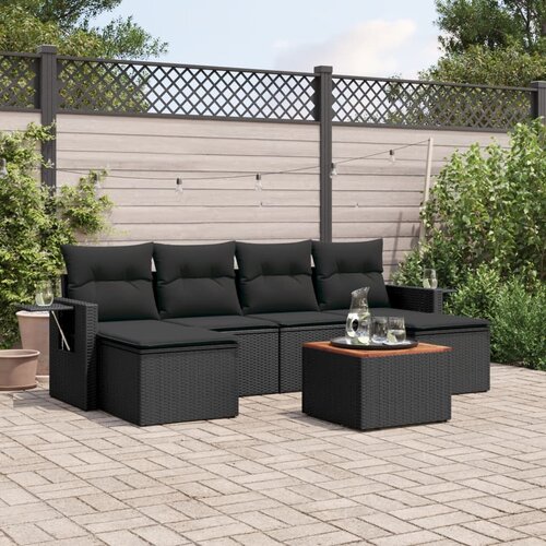 vidaXL 7-dijelni set vrtnih sofa od poliratana s jastucima crni Cijene