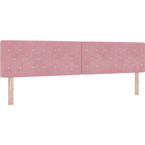  LED uzglavlje s kristalnim dugmadi tufted ružičasto 100 cm bar&amp;scaron;un Slike