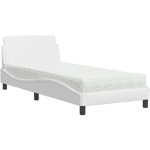 VidaXL Krevet s madracem bijeli 90 x 190 cm od umjetne kože Slike