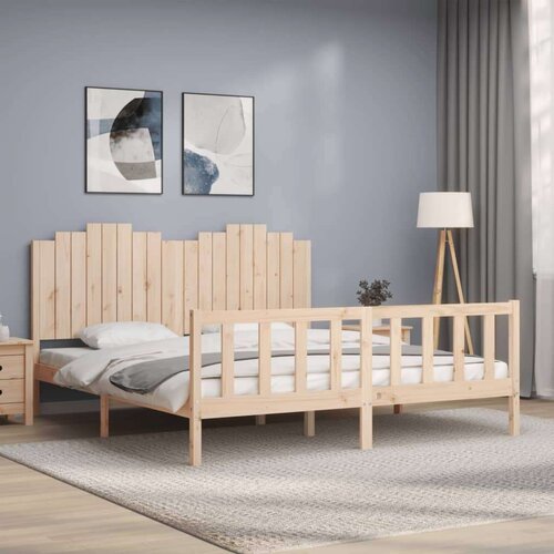  Okvir kreveta s uzglavljem 180 x 200 cm od masivnog drva Cijene