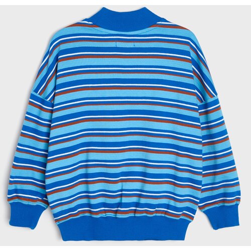 Sinsay Pamučna oversize majica crewneck s prugama Slike