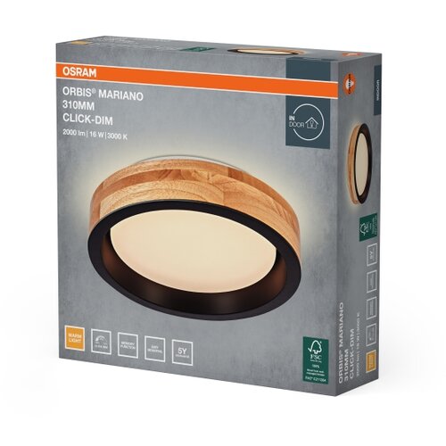 Osram LED prigu&amp;scaron;iva plafonska svetiljka MARIANO LED/16W/230V prečnik 31 cm hrast/crna Slike