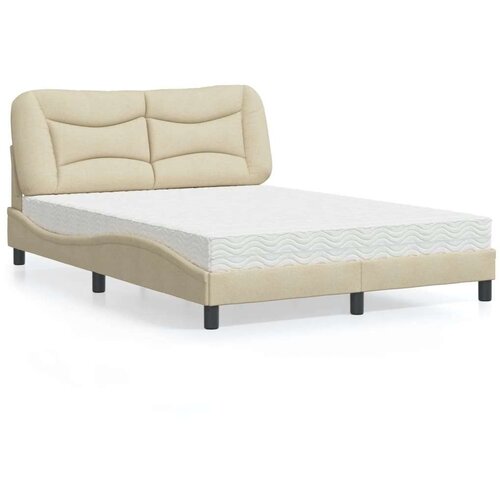 Krevet s madracem krem 140 x 190 cm od tkanine Cene