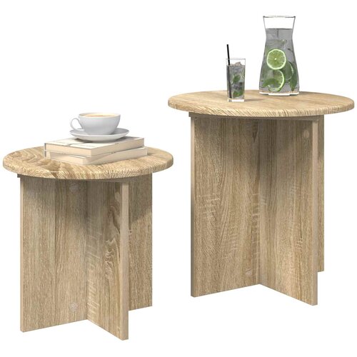 Set pomoćnih stolića 2 pcs Hrast sonoma Konstrukcijsko drvo Slike