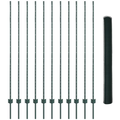 vidaXL Heksagonalna ograda Set 2 Zelena Čelik s prahom 25 x 1,5 m Cene