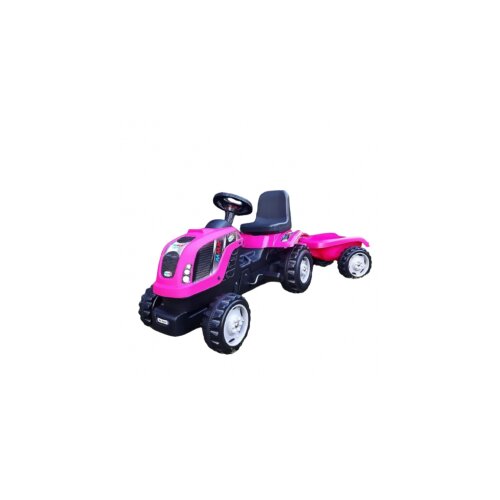 Traktor na pedale MMX sa prikolicom roze Slike