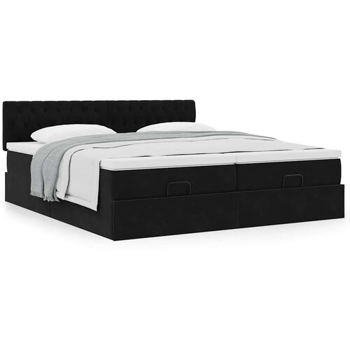 VidaXL Otomanski posteljni okvir z vzmetnicami črn 160x200 cm žamet Slike