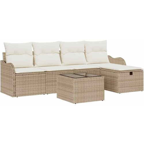  Sjedeća garnitura za vrt 6 kom. Poli ratan Svjetlosiva 55 x 55 x 37 cm Slike