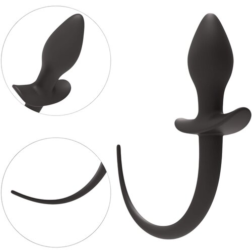 Erospace Silicone Anal Plug with Tail Wild Play C3 Black Slike