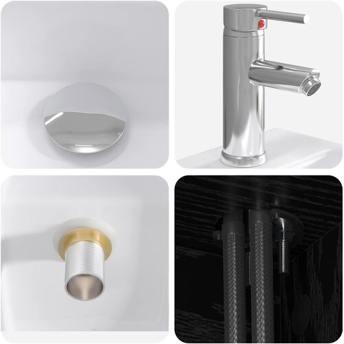  Set namje&amp;scaron;taja za kupaonicu 2 kom. Crni hrast Konstruirano drvo Crna 49,5 x 41 x 79,5 cm Slike