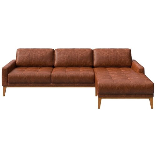 MESONICA crveno-smeđa kožna kutna garnitura Musso Tufted, desni kut Cijene