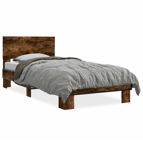 VidaXL Okvir za krevet boja hrasta 90x200 cm konstruirano drvo i metal Slike
