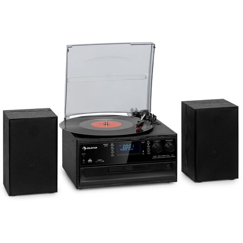 Auna Oakland DAB Plus, retro stereo sustav, DAB +/- FM, BT funkcija, vinil, CD player, kasetofon. uključujući zvučnike Cijene