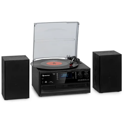 Auna Oakland DAB Plus, retro stereo sustav, DAB +/- FM, BT funkcija, vinil, CD player, kasetofon. uključujući zvučnike