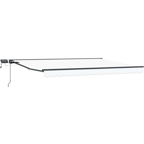  Ročno senčilo s LED-ji Bela 4 &times; 3,5 m Poliester s PU premazom, (5000205949) Cene