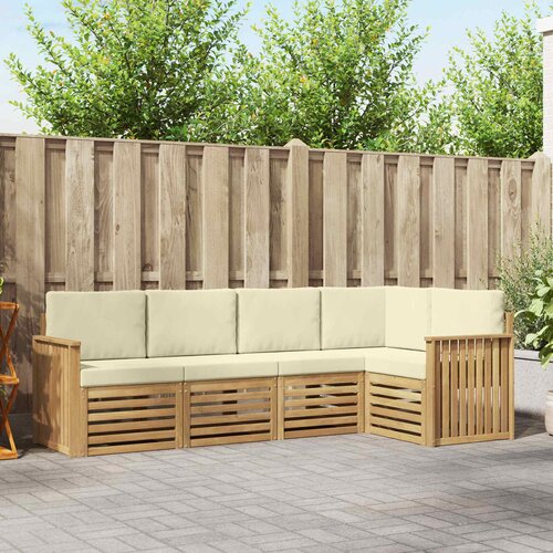  Set vanjskih sofa 5 pcs Bijela i krem 247 x 128,5 x 73 cm Slike