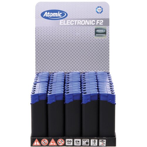  Upaljač elektronski gumirani mat atomic f2 rubber trober 3670302 crno/plavi Slike