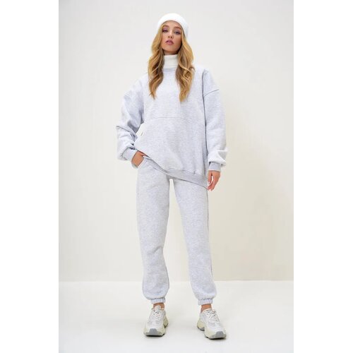 Trend Alacati Stili Ženski komplet duks i pantalone Alc-X13095, Sivi Cene