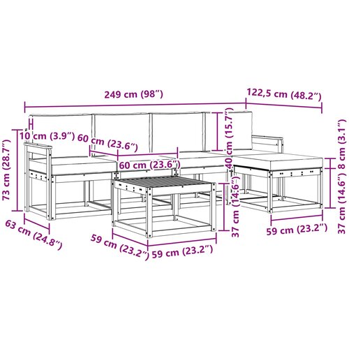  Set vanjskih sofa 6 kom. Prirodna i krem Slike