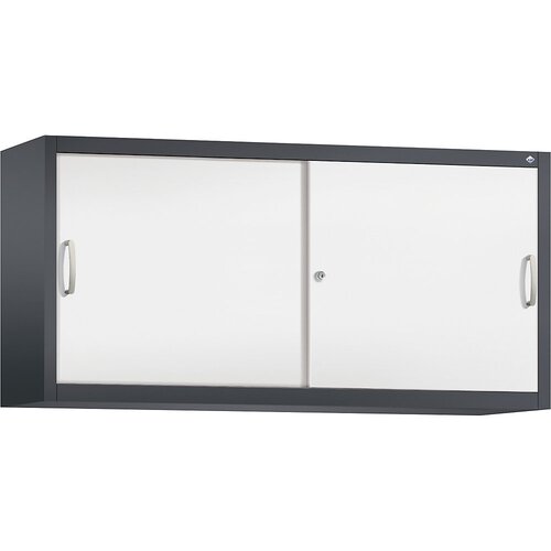 C+P ACURADO zgornja omarica z drsnimi vrati, 2 polici, VxŠxG 790 x 1600 x 400 mm, črno sive / prometno bele barve Cene