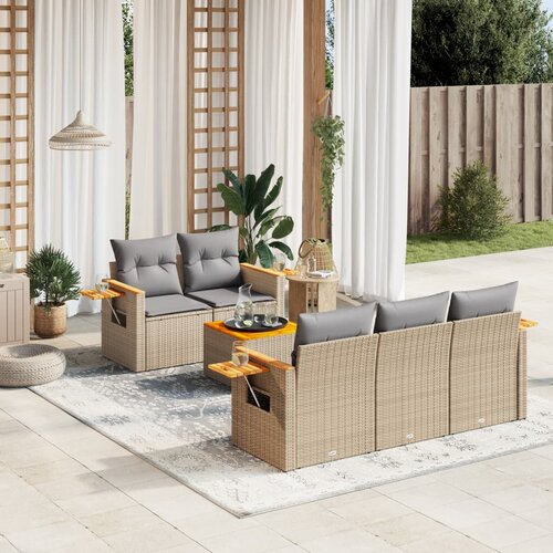 vidaXL 6-dijelni set vrtnih sofa s jastucima bež od poliratana Cijene