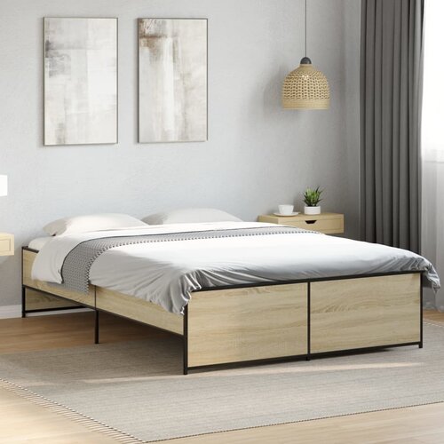  Okvir kreveta boja hrasta 120x200 cm konstruirano drvo i metal Cijene
