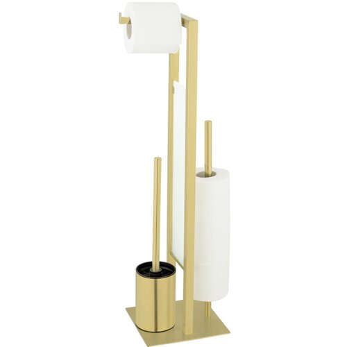 Wenko 26034100 - set za WC RIVALTA 18x70 cm nerđajući čelik/zlatna/bela/crna Slike