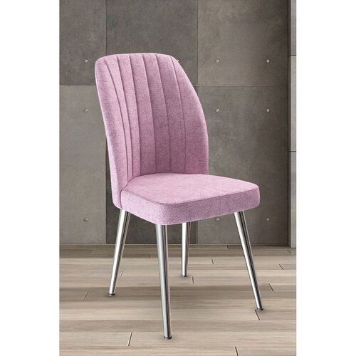 Hanah home set trpezarijskih stolica Platinum 8 kom, roze tkanina Jerry, hromirane metalne noge Cene