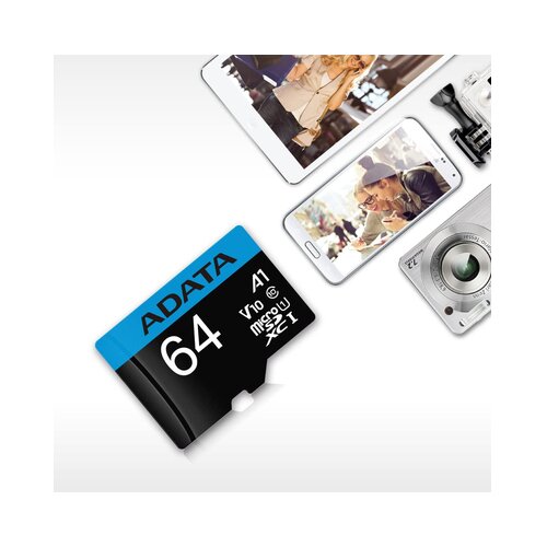 Adata UHS-I MicroSDXC 64GB class 10 + adapter AUSDX64GUICL10A1-RA1 memorijska kartica Slike