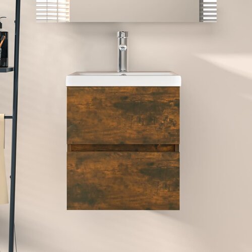 vidaXL Omarica za umivalnik dim. hrast 41x38,5x45 cm konstruiran les Cene