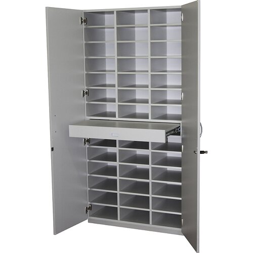 eurokraft pro Urejevalna omara s krilnimi vrati in urejevalno mizo, VxŠxG 1864 x 913 x 440 mm, 39 predelkov, svetlo siva RAL 7035 Cene