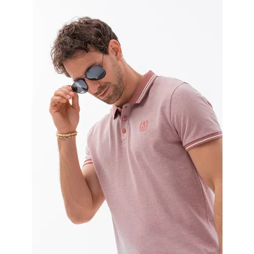 Ombre Men's melange polo shirt with contrasting collar