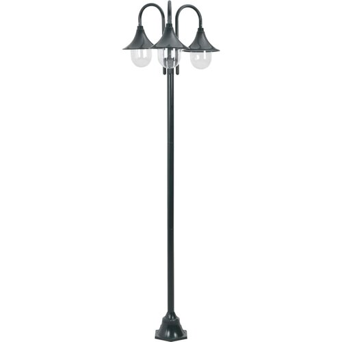 vidaXL Vrtna ulična svetilka E27 220 cm aluminij 3 žarnice zelena Cene