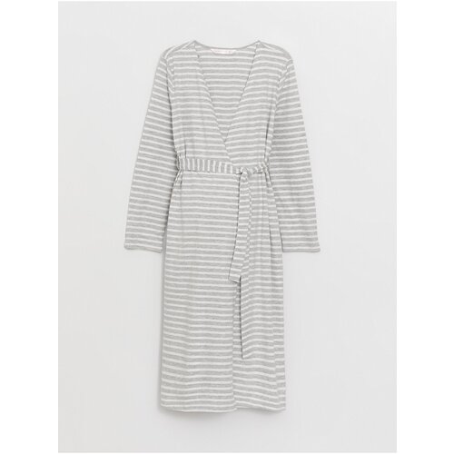 LC Waikiki Striped Long Sleeve Maternity Dressing Gown with Shawl Collar Slike