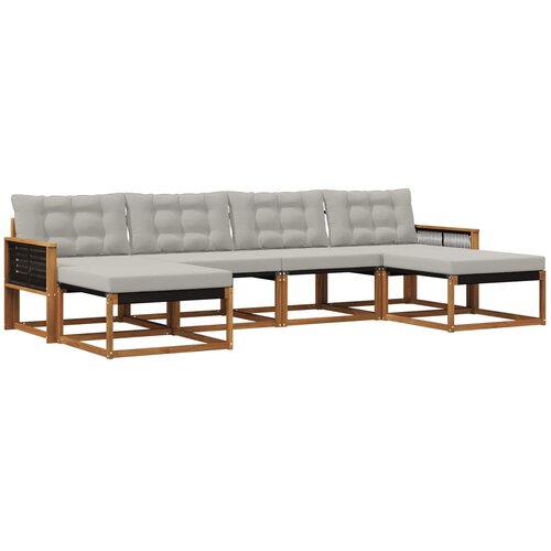 vidaXL Zunanja garnitura za sedenje 6 pcs Naravna in svetlo siva, (5000281472) Cene