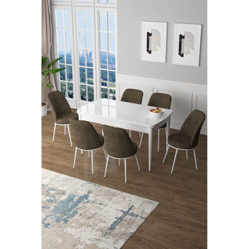 Hanah home Set Trpezarijski sto i 6 stolica Zen, smeđe-bijela Cijene