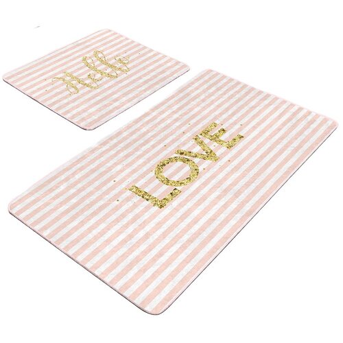 Mila Home Rožnate žametne kopalni&amp;scaron;ke preproge v kompletu 2 ks 60x100 cm Love &amp;ndash; Slike