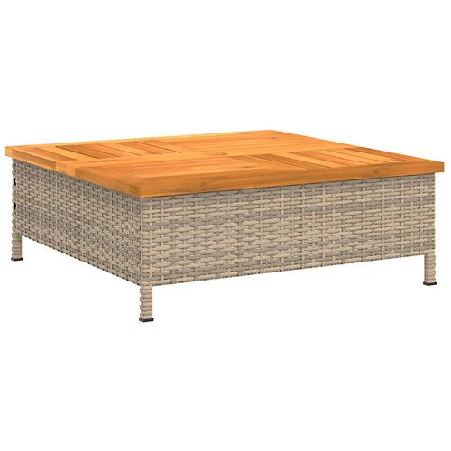 vidaXL vrtna miza bež 70x70x25 cm ratan in akacijev les, (21141242) Cene