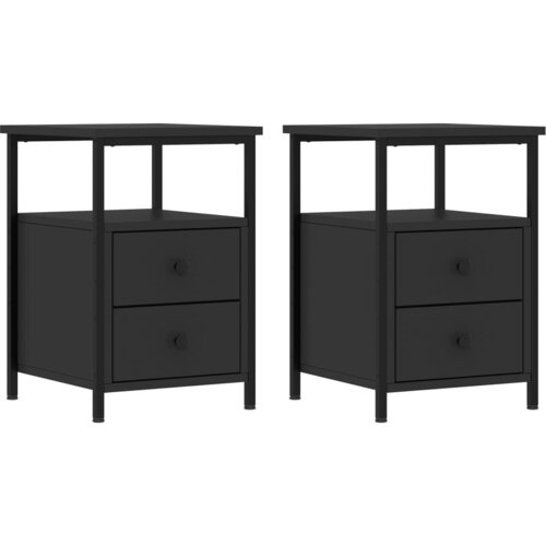 Maison Chic Dvo delni komplet Nočne omarice - Nočne mize črna 34x35,5x50 cm inženirski les, (21688234) Slike