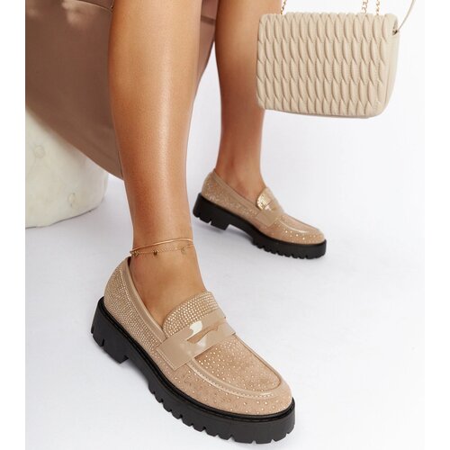 Gemre Beige loafers adorned with rhinestones Newport Slike
