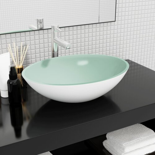 vidaXL Umivaonik stakleni 50 x 37 x 14 cm bijeli Cijene