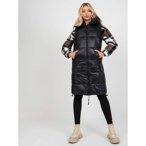 Fashion Hunters Black long down vest with quilting FRESH MADE Slike