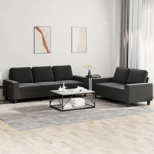  2-dijelni set sofa s jastucima crni od tkanine Cene