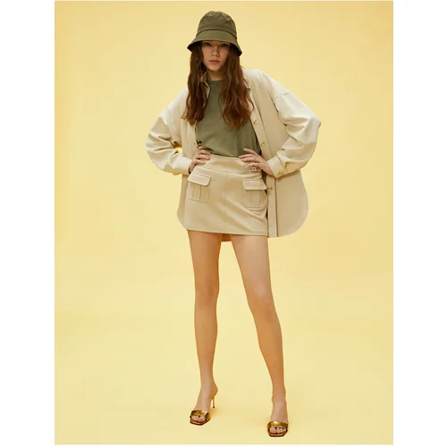 Koton Suede Look Super Mini Skirt with Pockets